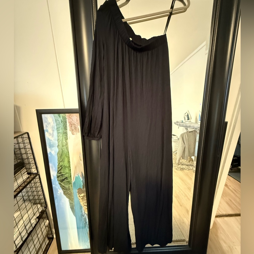 Free People Black One-Shoulder Jumpsuit